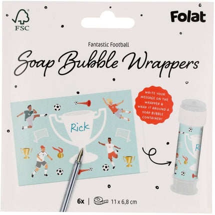 Voetbal Stickers Voor Bellenblaasflesjes 11cm 6st van Folat koop je bij Partywinkel