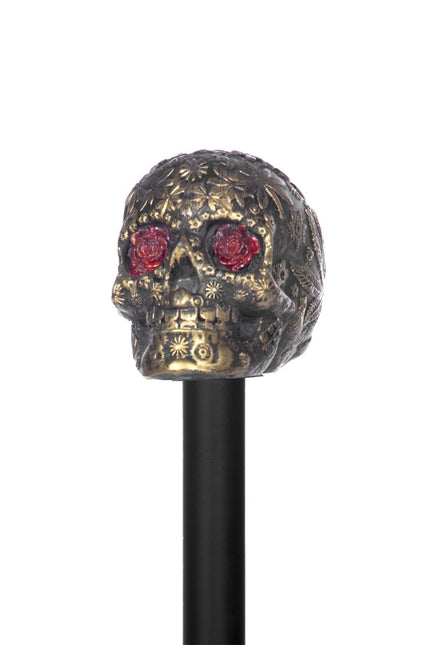 Zwart Gouden Wandelstok Doodshoofd van Wilbers & Wilbers koop je bij Partywinkel