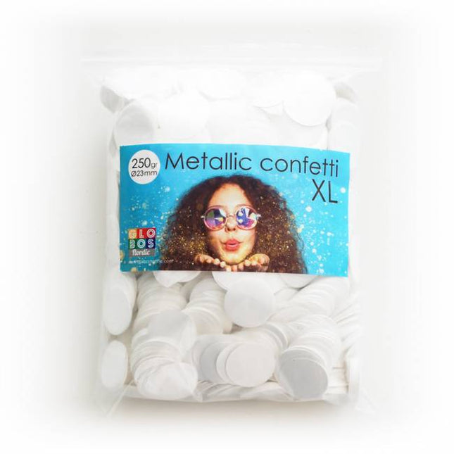 Witte Confetti Metallic 250gr van WeFiesta koop je bij Partywinkel