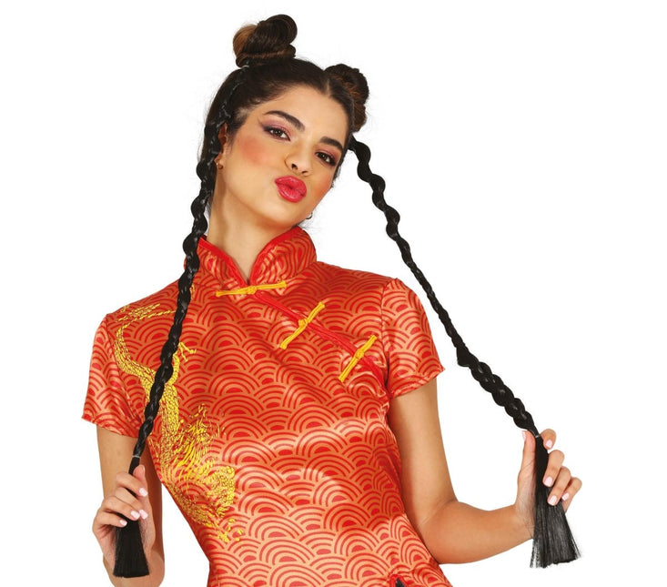 Zwarte Pruik Curly 70cm van Fiestas Guirca koop je bij Partywinkel