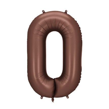 0 Jaar Cijfer Ballon Bruin Leeg 86cm van Partydeco koop je bij Partywinkel