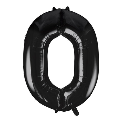 0 Jaar Cijfer Ballon Zwart Leeg 86cm van Unique koop je bij Partywinkel
