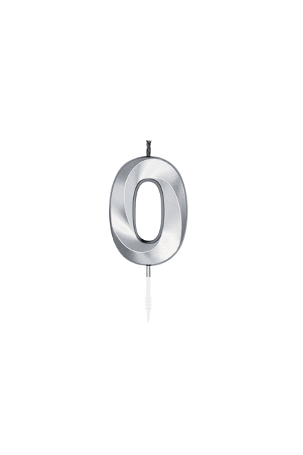 0 Jaar Kaars Zilver Metallic 6cm van WeFiesta koop je bij Partywinkel