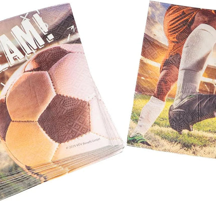 Serviettes de table « Football » 3 couches, 33 cm, lot de 20