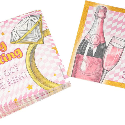Serviettes pour enterrement de vie de jeune fille « Bling Bling » 33 cm, lot de 20