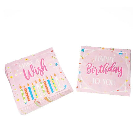 Serviettes « Happy Birthday » Make A Wish 33 cm, lot de 20