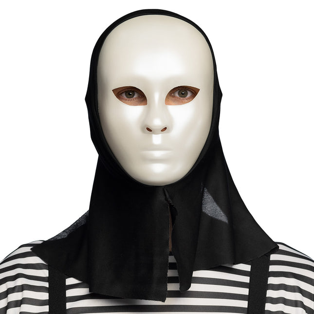 Masque de mime avec capuche blanc