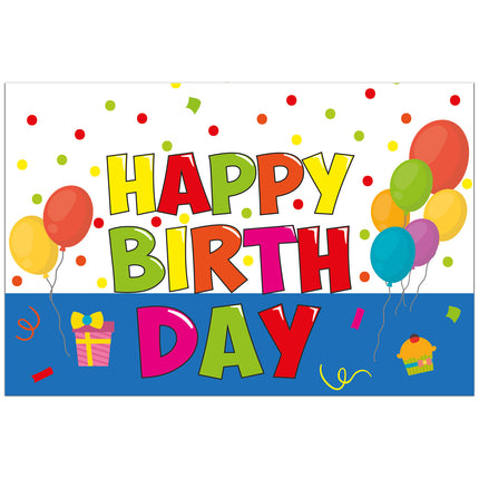 Nappe Joyeux Anniversaire Ballons colorés 1.8m