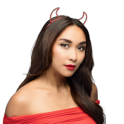 Bandeau d'Halloween Diable Rouge Pailleté