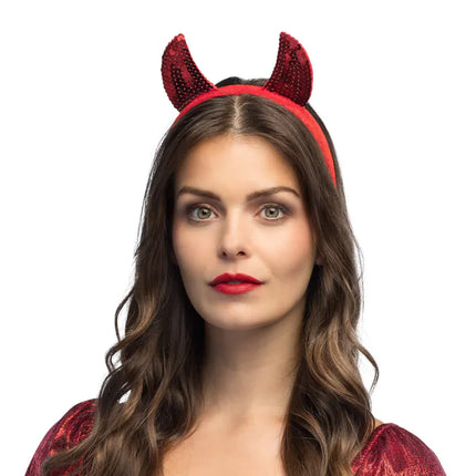Bandeau de cheveux rouge Devil Sequins