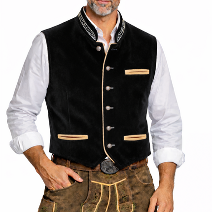 Oktoberfest Vest Zwart Trachten