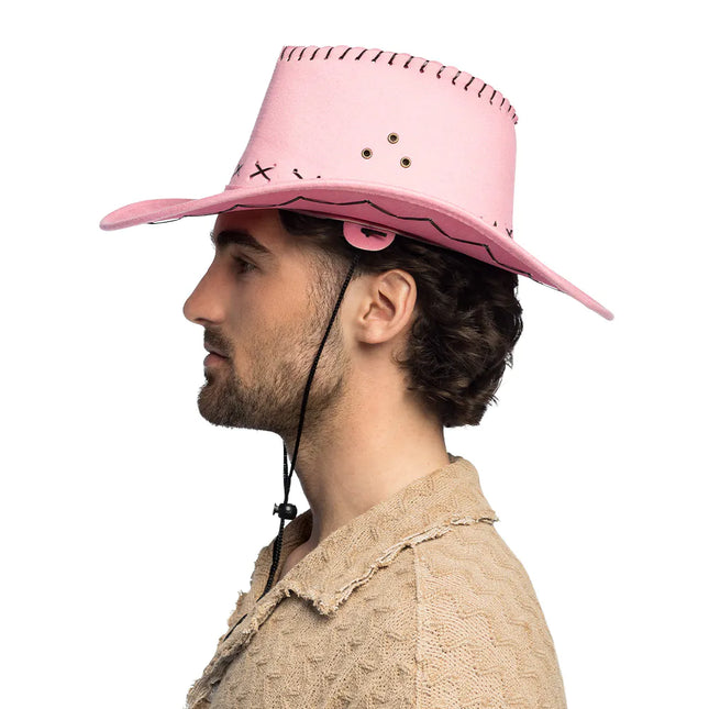 Chapeau de cowgirl broderie rose