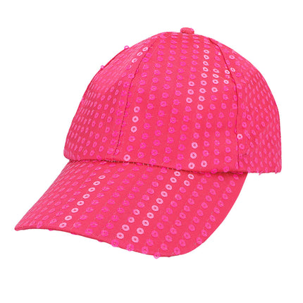 Casquette paillettes party rose fluo