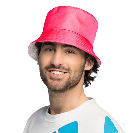 Chapeau seau Rave rose fluo