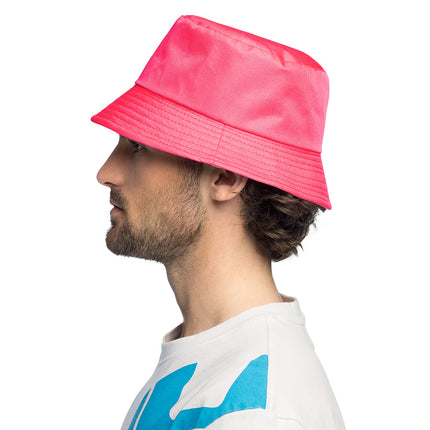 Chapeau seau Rave rose fluo