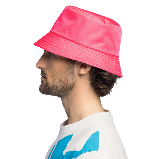 Chapeau seau Rave rose fluo