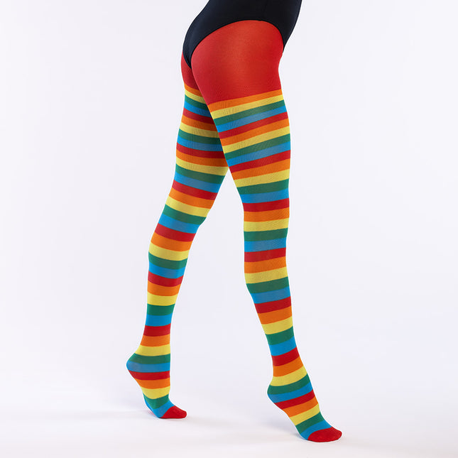 Collants rayés arc-en-ciel