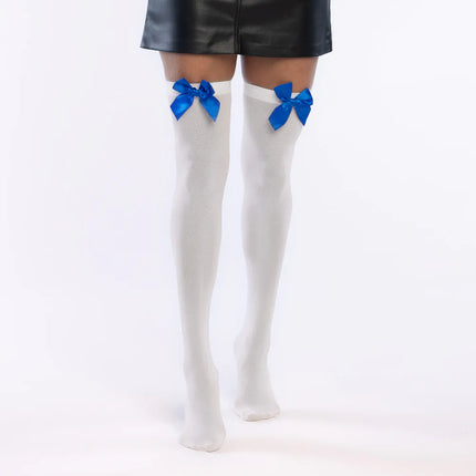 Paire de bas Bow blanc/bleu