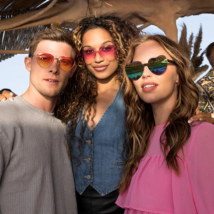 Party brile Festival hearts mirror black