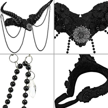 Bandeau de cheveux noirs en forme de cornes