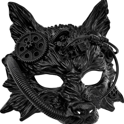 MASQUE DE LOUP STEAMPUNK NOIR