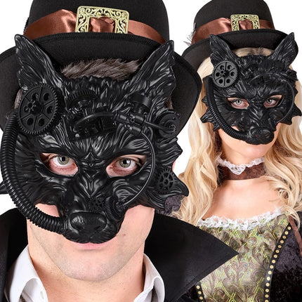 MASQUE DE LOUP STEAMPUNK NOIR