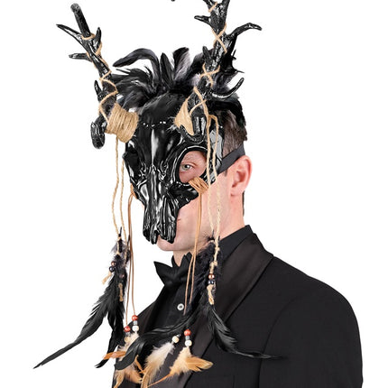 Masque d'Halloween Taureau avec plumes