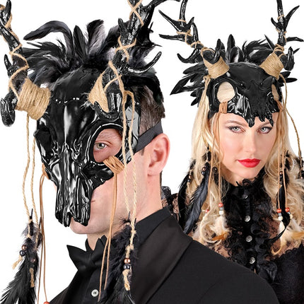 Masque d'Halloween Taureau avec plumes