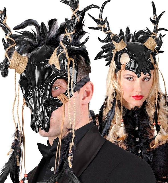 Masque d'Halloween Taureau avec plumes