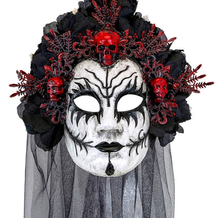 Masque Dia De Los Muertos Noir Blanc Voile