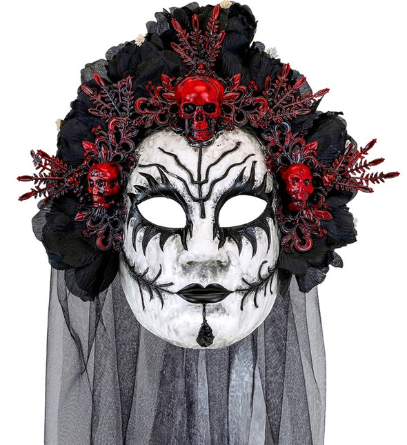Masque Dia De Los Muertos Noir Blanc Voile