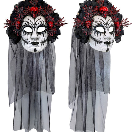 Masque Dia De Los Muertos Noir Blanc Voile