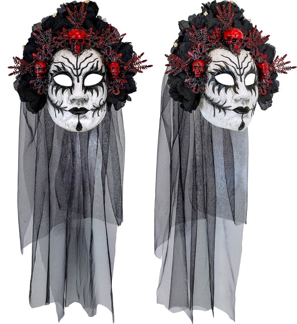 Masque Dia De Los Muertos Noir Blanc Voile