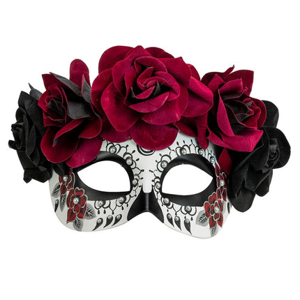 Masque pour les yeux Jour des morts - Roses noires et rouges