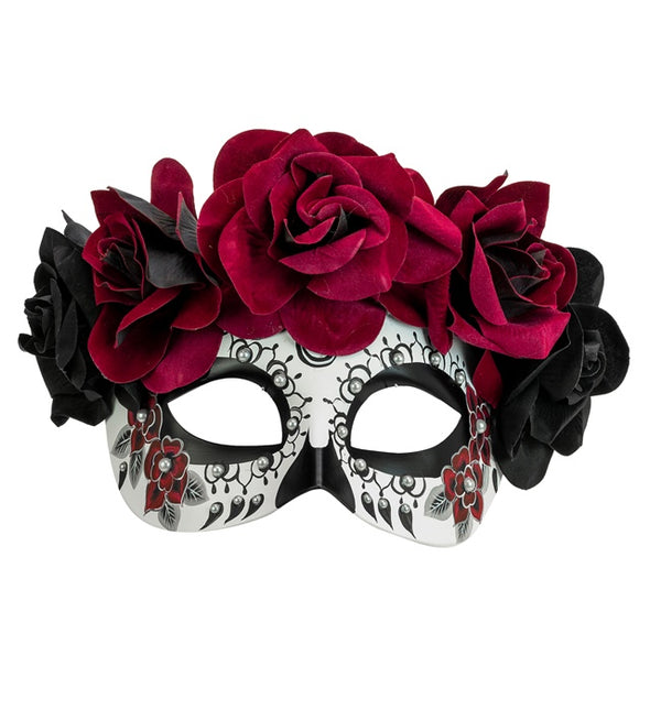 Masque pour les yeux Jour des morts - Roses noires et rouges