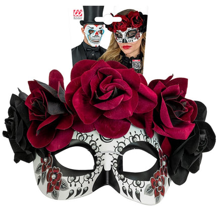 Masque pour les yeux Jour des morts - Roses noires et rouges