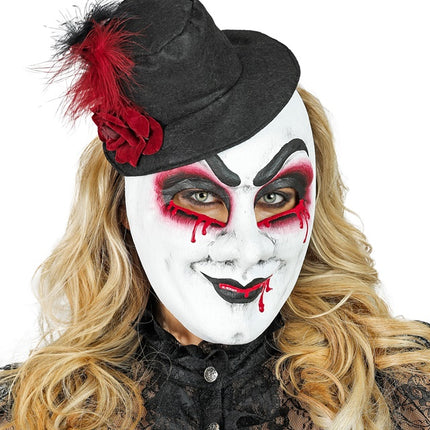 MASQUE THÉÂTRE HOMME SAIGNANT AVEC CHAPEAU