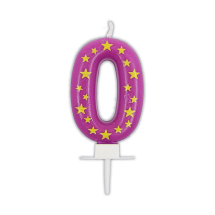 0 Year Candle Pink With Stars (Bougie rose avec des étoiles)