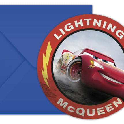 Invitations et enveloppes découpées Cars 6St