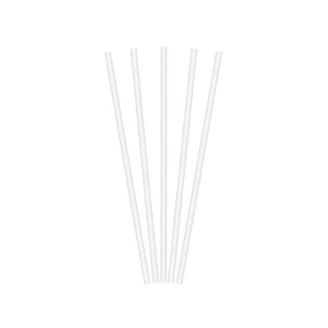 Pailles à boire en papier Fsc Pailles à boire en papier blanc 19.7X0.6Cm (paquet de 24) 24St