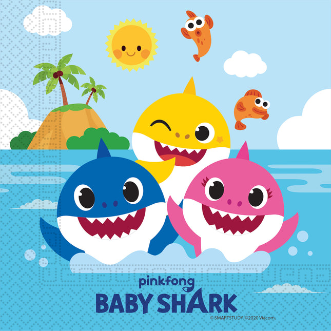 Baby Shark Fsc Serviettes en papier à deux plis 33X33Cm 20St