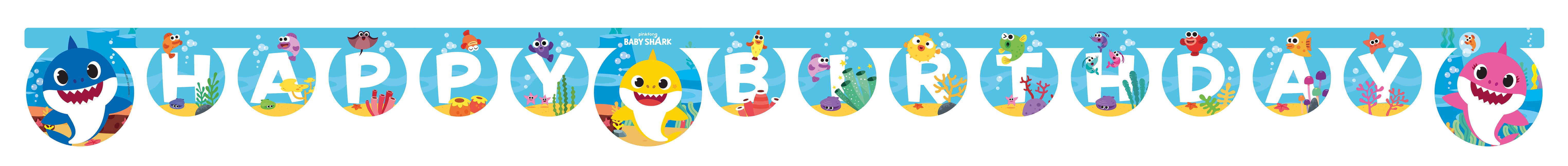 Baby Shark Fsc "Happy Birthday" Bannière en papier découpé 1St