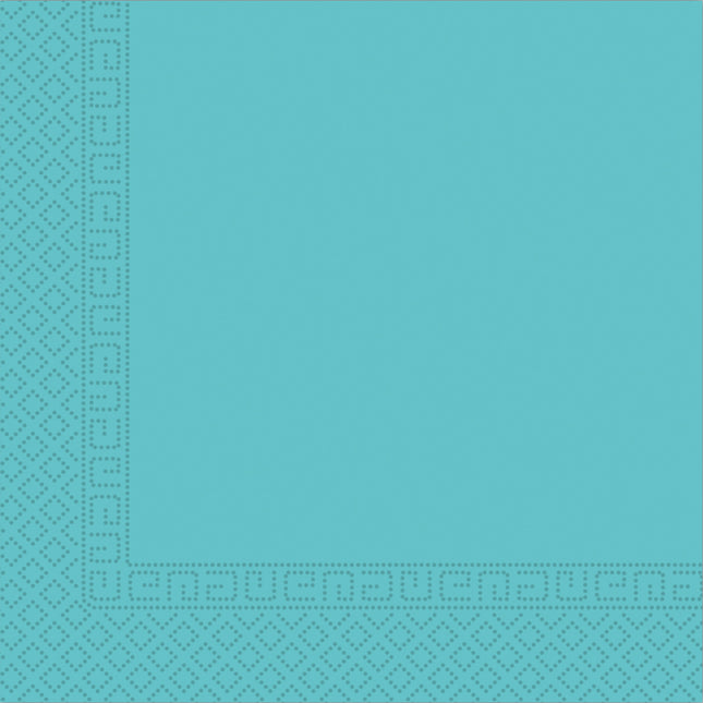 Serviettes de table en papier unicolore à trois plis de couleur unie turquoise Fsc 33X33Cm 20St