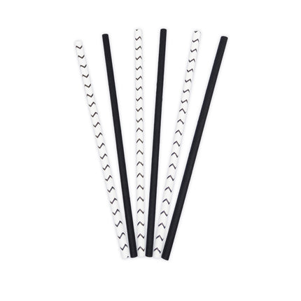 Pailles en papier Fsc Pailles en papier noir et blanc 19.5X0.6Cm 50pcs