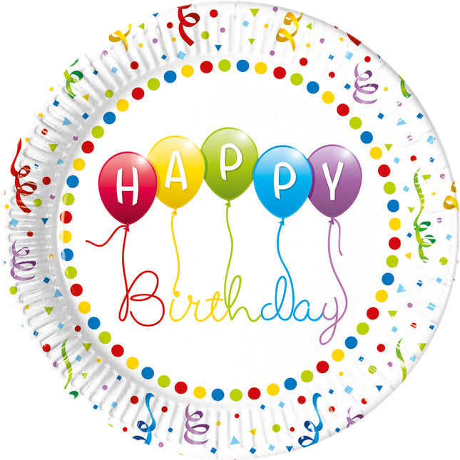 Happy Birthday Streamers Fsc Assiettes en papier Next Generation Grandes 23Cm 8St