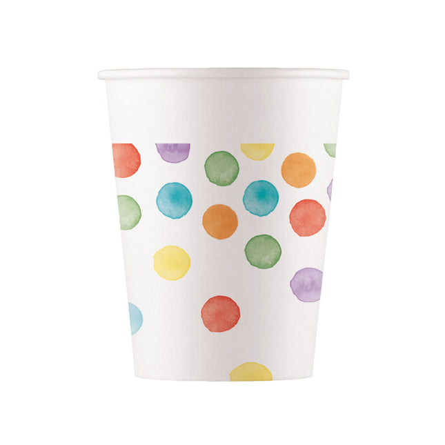 Gobelets de peinture à pois 200ml 8pcs