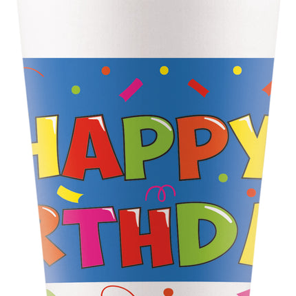 Tasse Happy Birthday colorée 200ml 8pcs