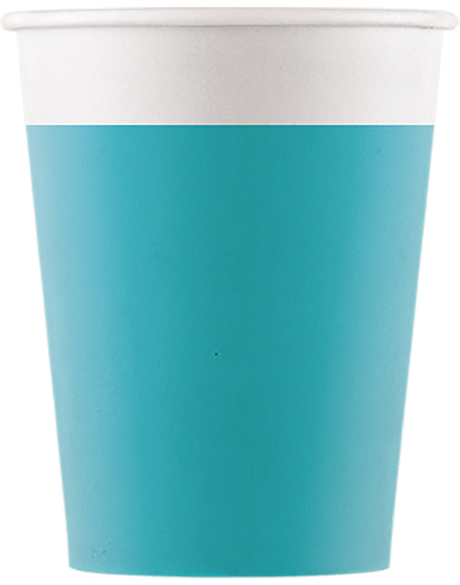 Gobelets en papier Fsc de couleur unie turquoise 200 ml (Wm) 8St