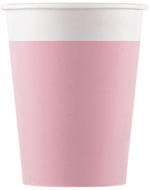 Gobelets en papier Fsc de couleur rose unie 200Ml (Wm) 8St