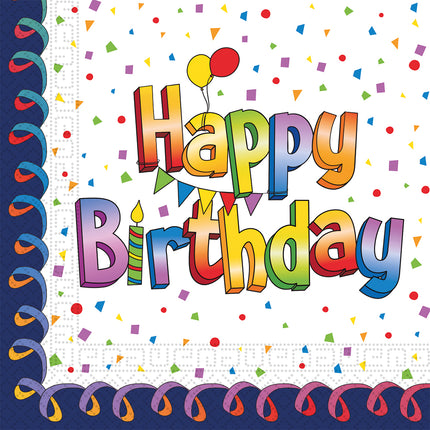 Serviettes en papier multicolores Happy Birthday Fsc à deux plis 33X33Cm 20St